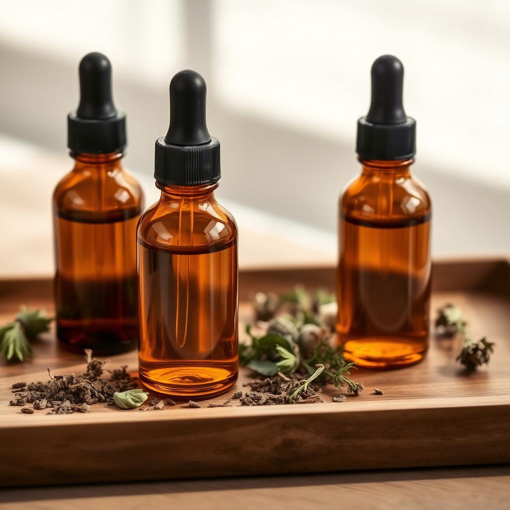 Amber glass tincture bottles