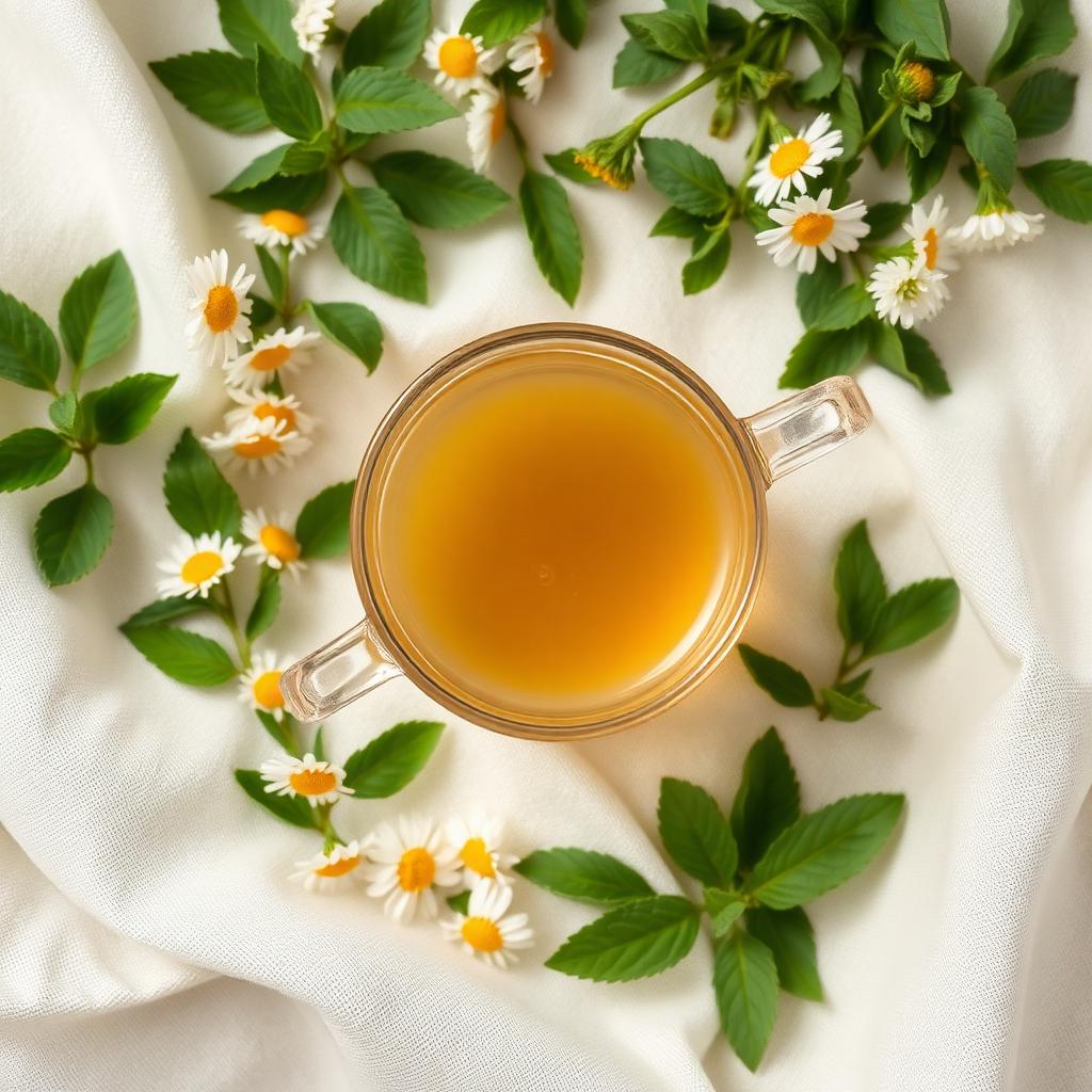 Herbal tea with chamomile and mint